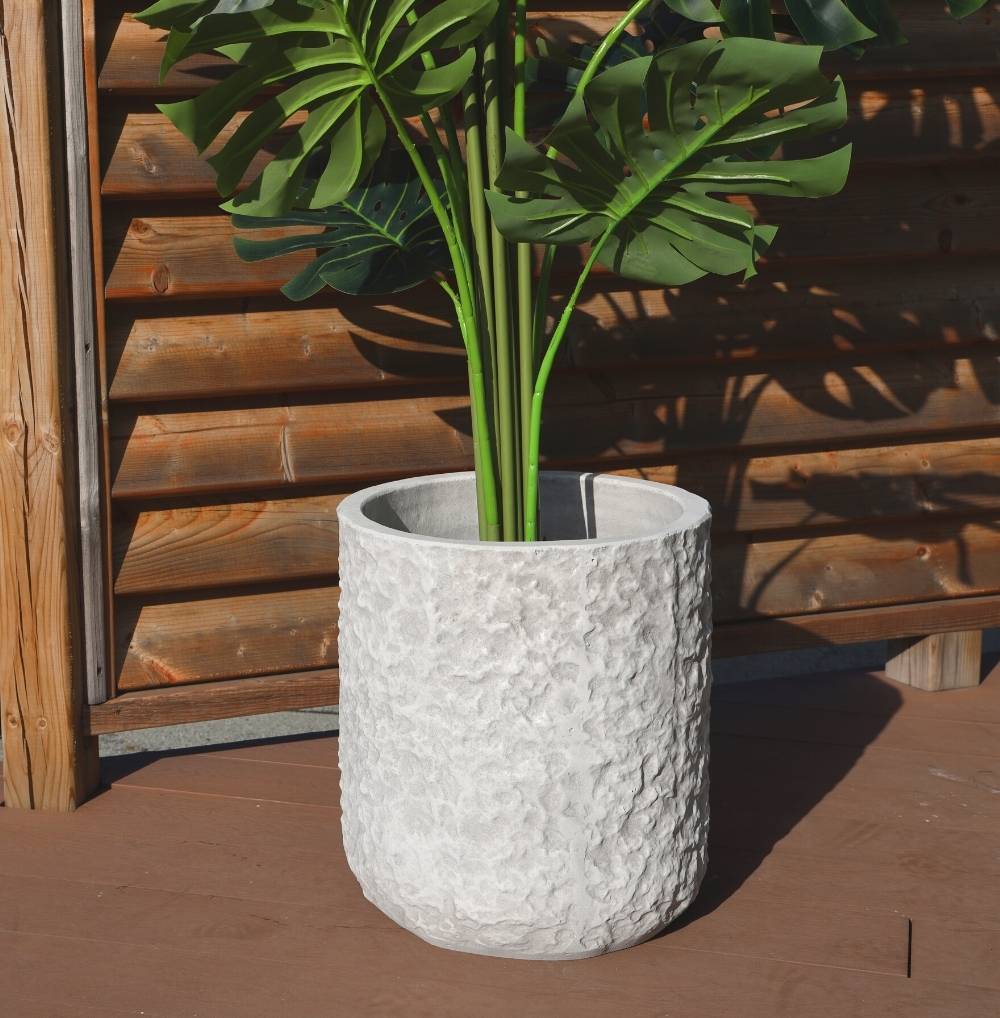 Vela Cement Rock Planter 14'' 