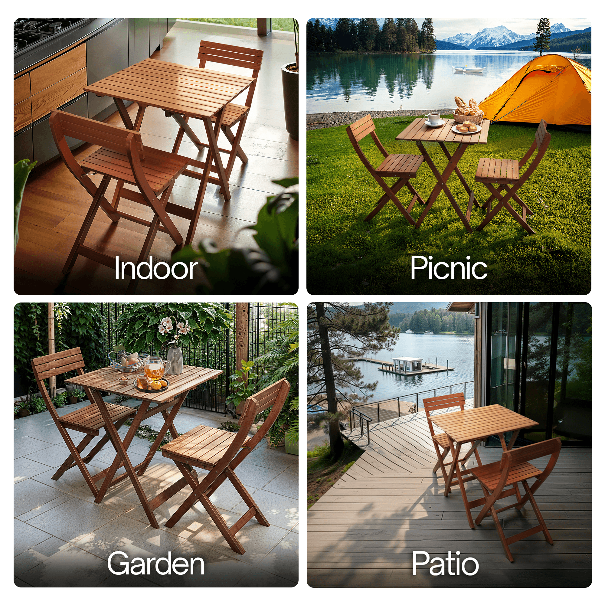 Foldable Bistro Table and Chairs Set 