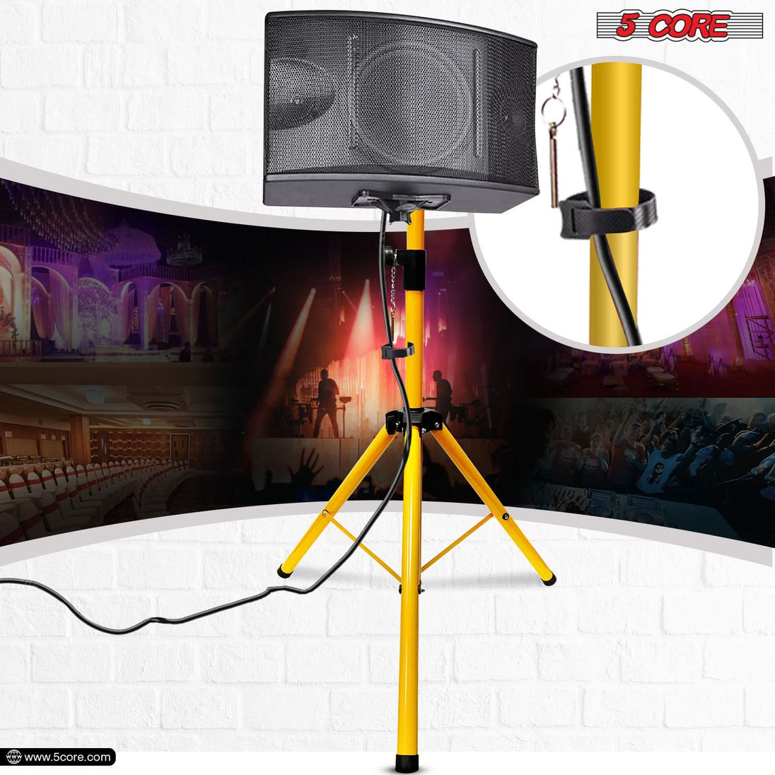 5Core Speaker Stand Tripod Tall Adjustable 72 Inch DJ Pole Mount Studio Monitor Stands Yellow5Core Speaker Stand Tripod Tall Adjustable 72 Inch DJ Pole Mount Studio Monitor Stands Yellow