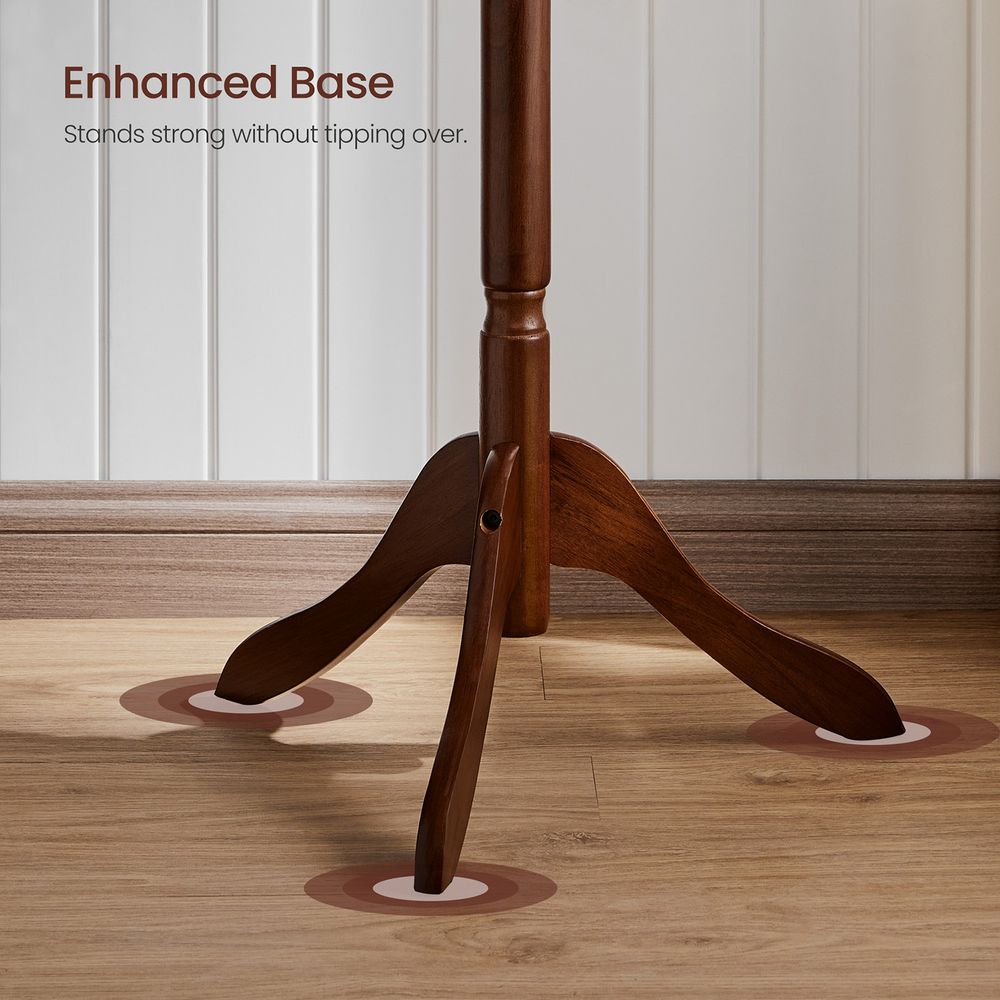 VASAGLE Solid Wood Coat Rack and Stand with 10 Hooks 