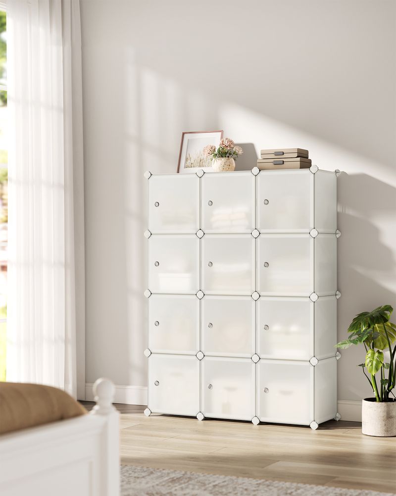 SONGMICS Cube Storage with Door, Set of 12 Plastic Cubes 