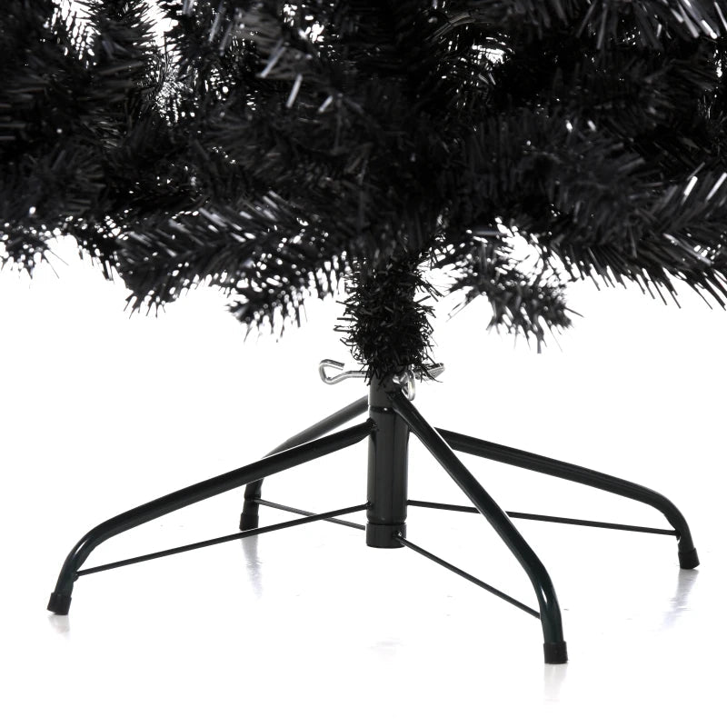 HOMCOM 6ft Artificial Christmas Tree Unlit Douglas Fir with Realistic Branch Tips, Black Halloween Style 