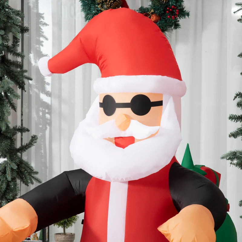 HOMCOM 5.2FT Inflatable Christmas Santa Claus on Snowmobile, LED Lighted Blow Up Decoration for Indoor & Outdoor Holiday Display 