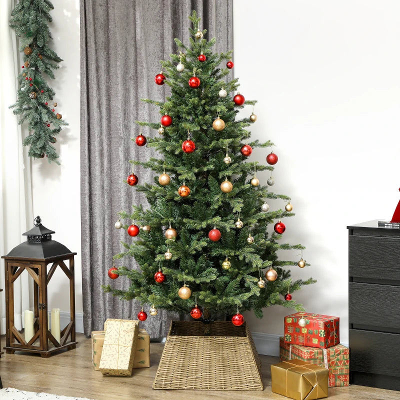 HOMCOM Rustic Plastic Christmas Tree Skirt – Decorative Tree Collar for Holiday, Party, & Home Décor, Natural Look 