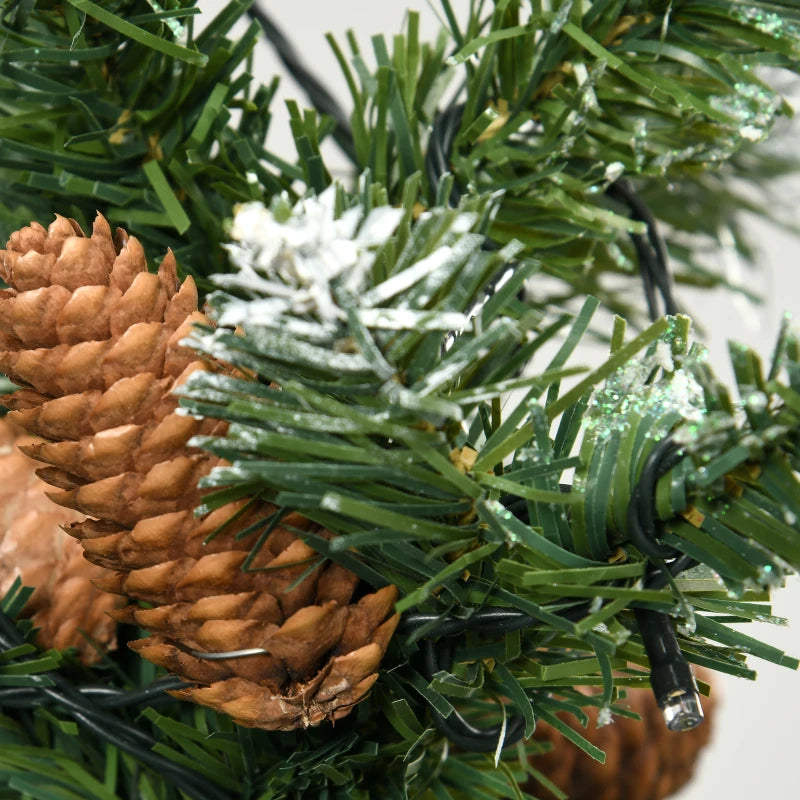 HOMCOM 7.5ft Decorated Skinny Pre-Lit Artificial Christmas Tree – Snow-Dipped Branches with Pinecones, Auto Open Design 