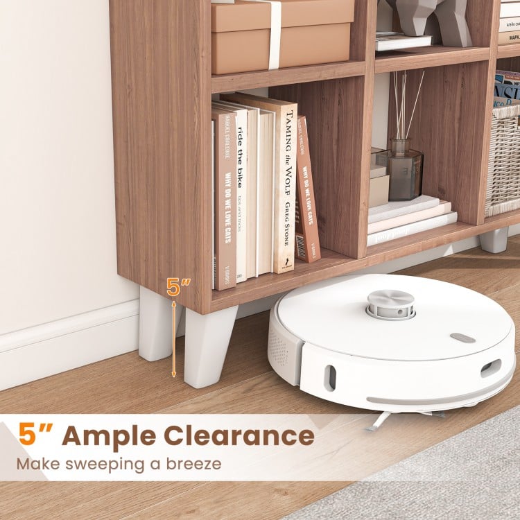 9-Cube Bookcase with 6 Removable Shelves and Raised Support Feet-Brown