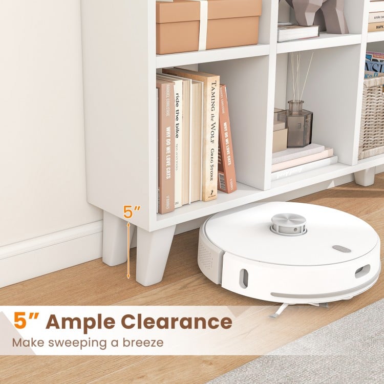 9-Cube Bookcase with 6 Removable Shelves and Raised Support Feet-White