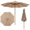 9 FT Patio Umbrella Outdoor Table Market Umbrella with 8 Sturdy Bamboo Ribs-Brown