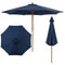 9 FT Patio Umbrella Outdoor Table Market Umbrella with 8 Sturdy Bamboo Ribs-Navy