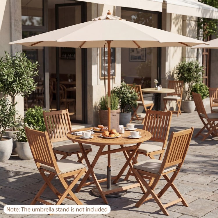 9 FT Patio Umbrella Outdoor Table Market Umbrella with 8 Sturdy Bamboo Ribs-Beige