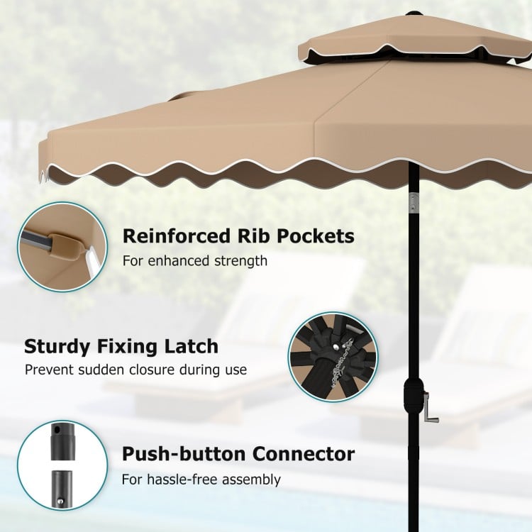 9 Feet Patio Umbrella with Push Button Tilt and Crank-Coffee