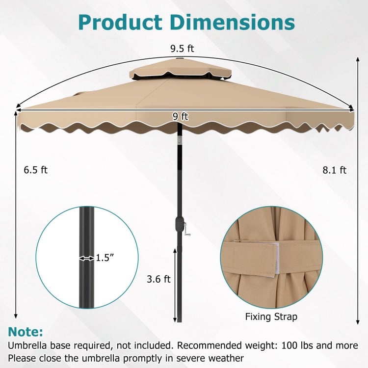 9 Feet Patio Umbrella with Push Button Tilt and Crank-Coffee