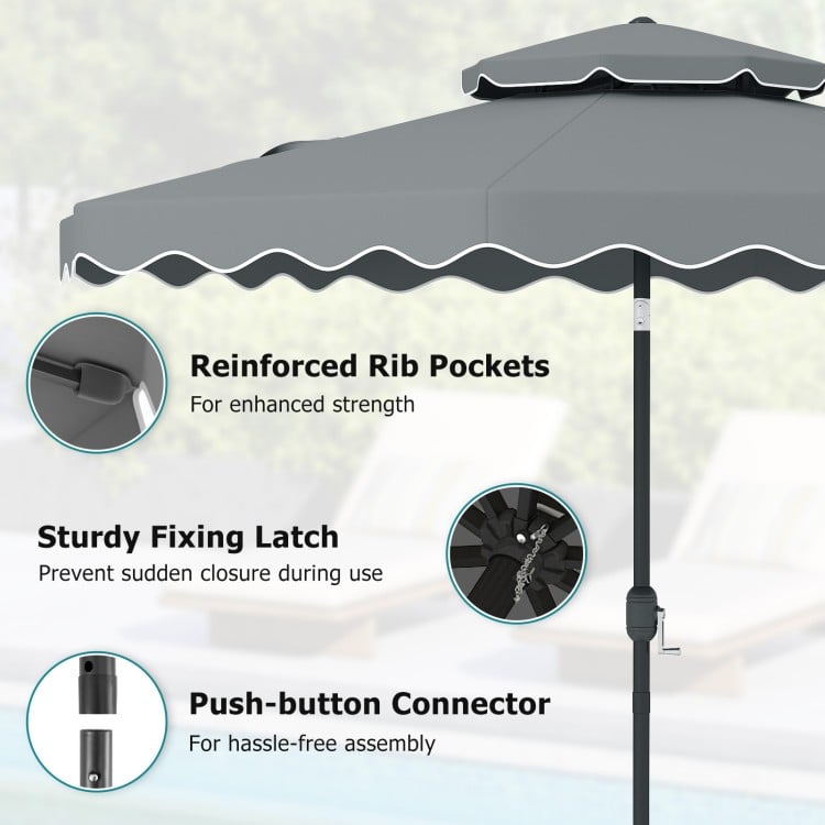 9 Feet Patio Umbrella with Push Button Tilt and Crank-Gray