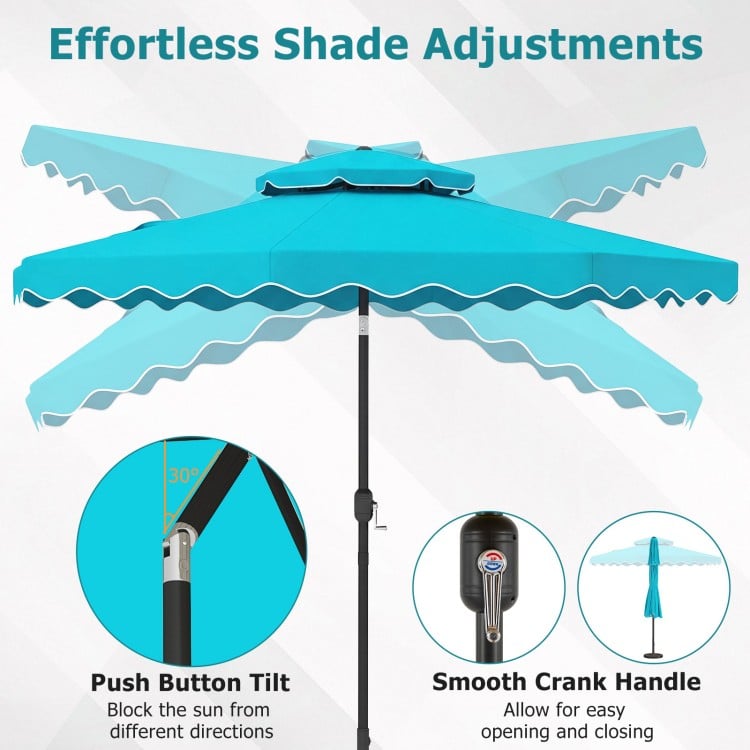 9 Feet Patio Umbrella with Push Button Tilt and Crank-Turquoise