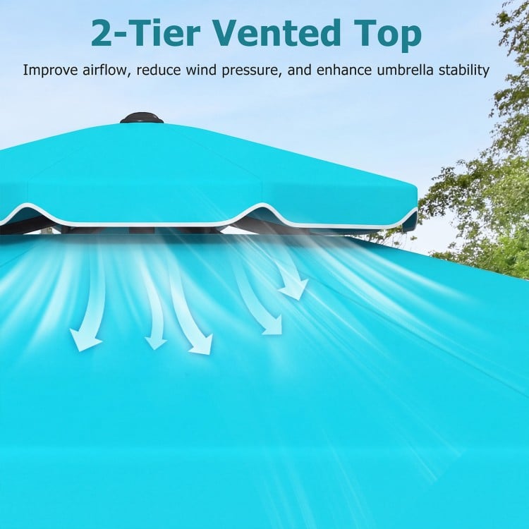 9 Feet Patio Umbrella with Push Button Tilt and Crank-Turquoise