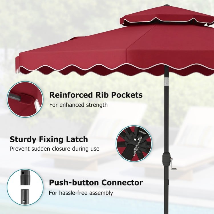 9 Feet Patio Umbrella with Push Button Tilt and Crank-Wine