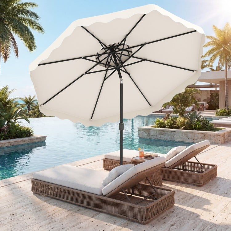 9 Feet Patio Umbrella with Push Button Tilt and Crank-Beige