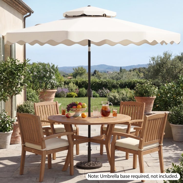 9 Feet Patio Umbrella with Push Button Tilt and Crank-Beige