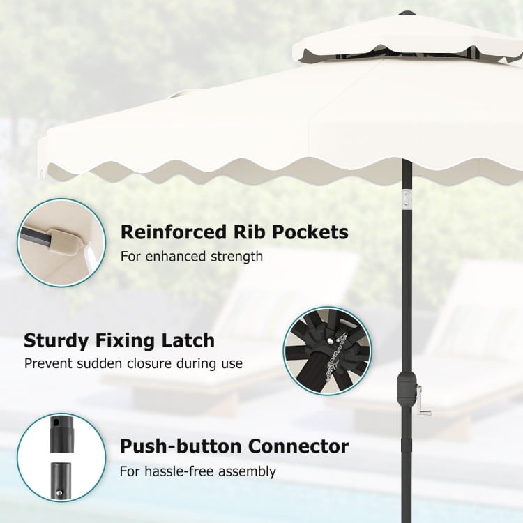 9 Feet Patio Umbrella with Push Button Tilt and Crank-Beige