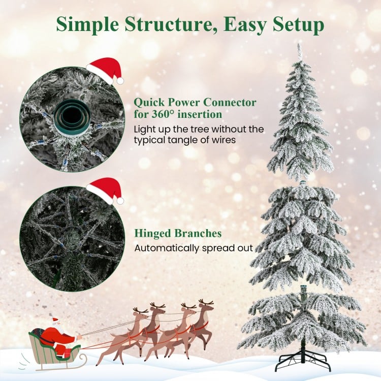 9 Feet Pre-Lit Artificial Xmas Tree Hinged Xmas Tree with Quick Power Connectors