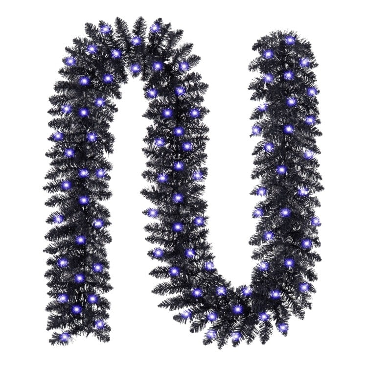 9 Feet Pre-lit Christmas Halloween Garland with 50 Purple LED Lights
