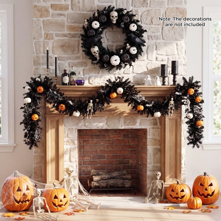 9 Feet Pre-lit Christmas Halloween Garland with 50 Purple LED Lights