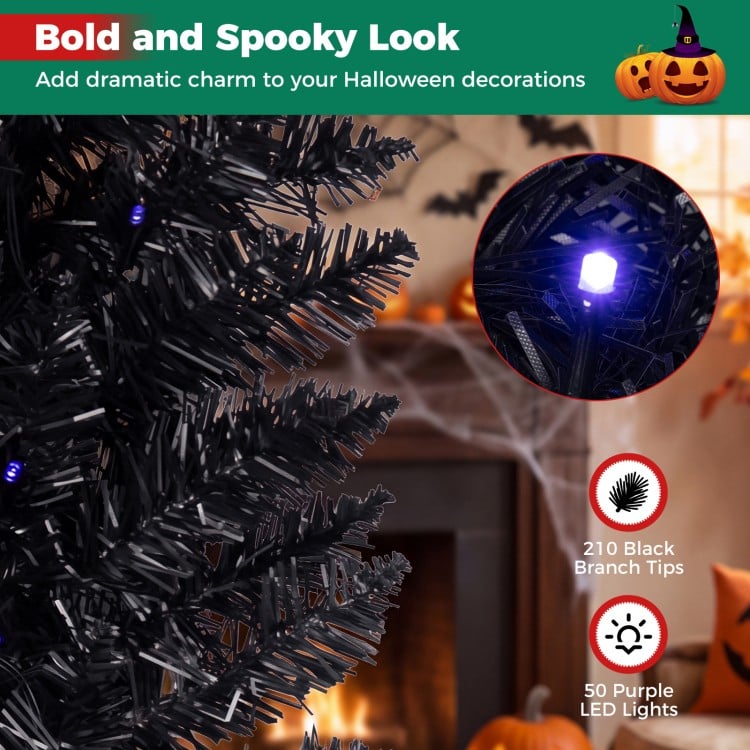 9 Feet Pre-lit Christmas Halloween Garland with 50 Purple LED Lights