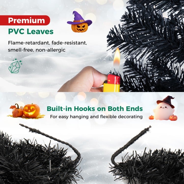 9 Feet Pre-lit Christmas Halloween Garland with 50 Purple LED Lights