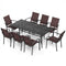 9 Pieces Patio Dining Set for 8 Outdoor Rectangular Table and Stackable Chairs-Brown
