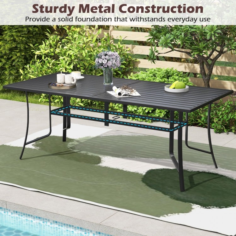 9 Pieces Patio Dining Set for 8 Outdoor Rectangular Table and Stackable Chairs-Brown