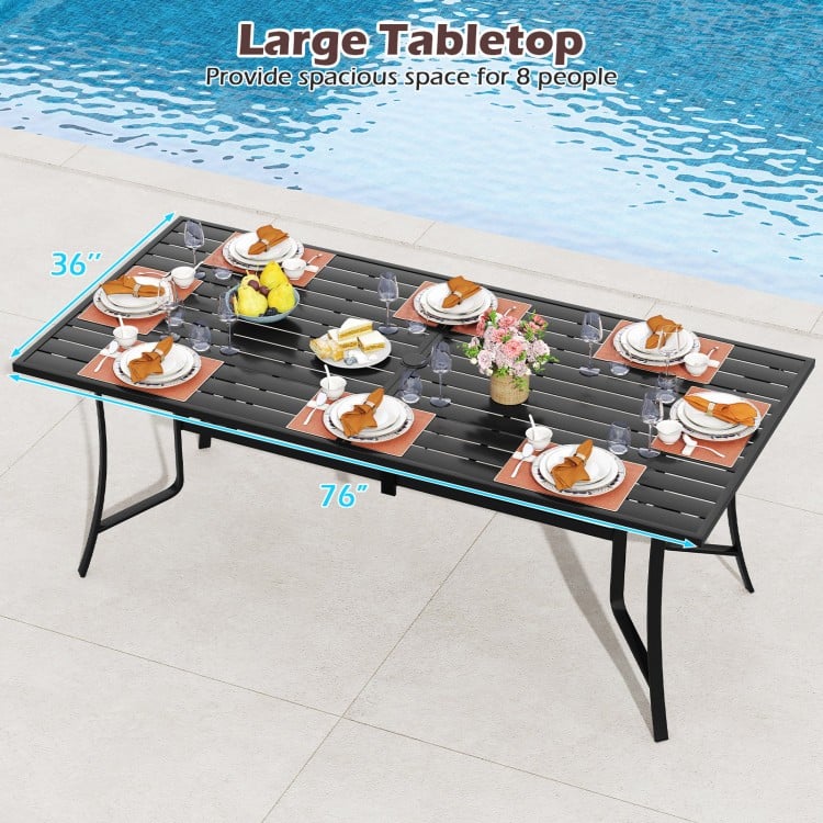 9 Pieces Patio Dining Set for 8 Stackable Chairs and Outdoor Rectangular Table-Black