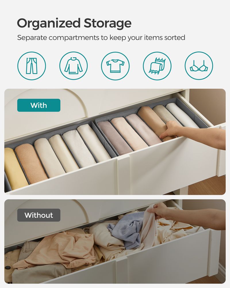 SONGMICS Wardrobe Clothes Organizer with 6 Grids 