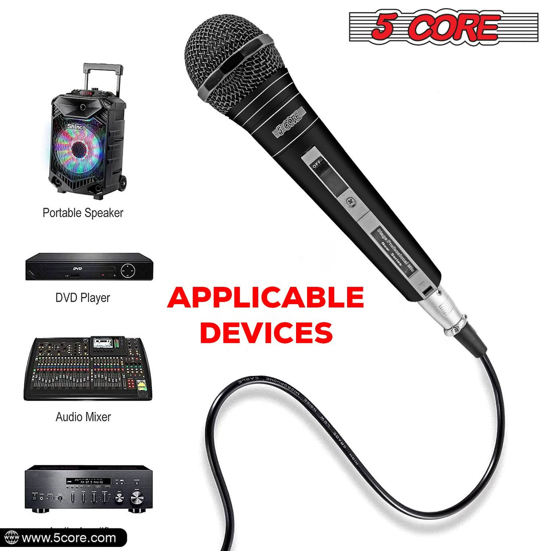 5Core Handheld XLR Dynamic Microphone – Best Professional Mic for Karaoke, Singing, and Studio Use