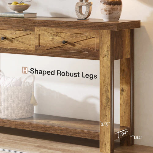 70.9" Farmhouse Console Table with 3 Drawers, Narrow Entryway Sofa Table with Storage Shelf Rustic Brown