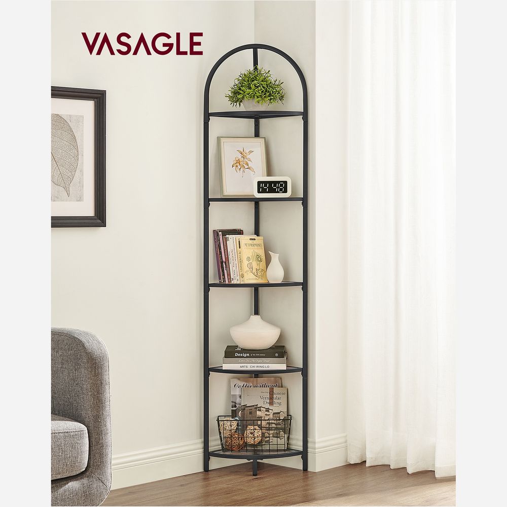 VASAGLE 5-Tier Glass Corner Storage Shelf 