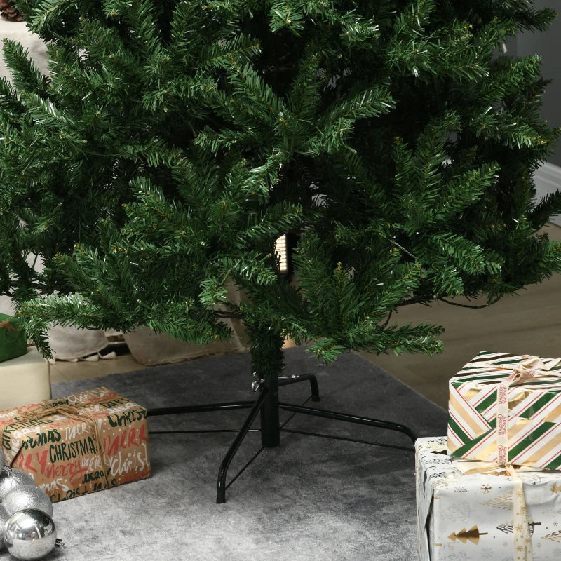HOMCOM 7.5 Feet Prelit Artificial Christmas Tree with Warm White LED Lights, Holiday Home Xmas Decoration, Green 