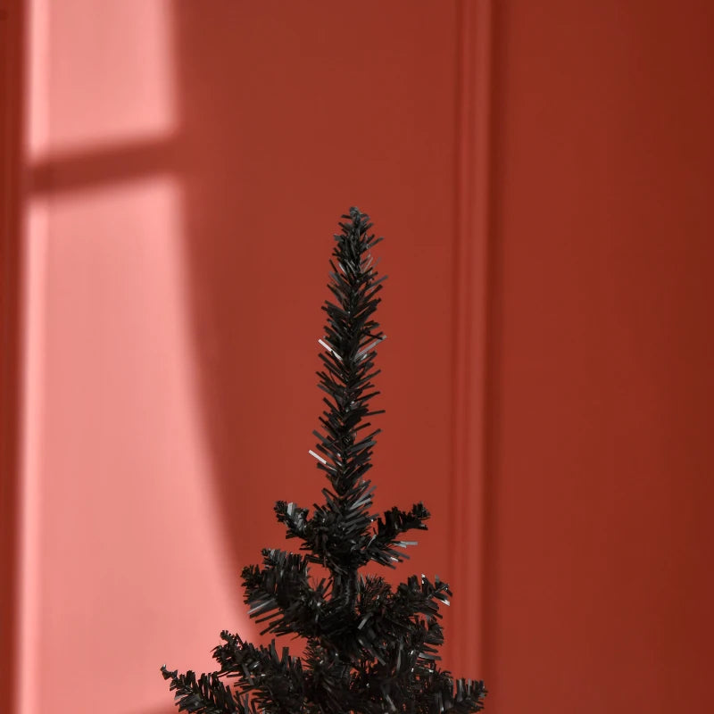 HOMCOM 5FT Artificial Christmas Tree, Pencil Christmas Tree with Realistic Branches, Stable Stand, Black 