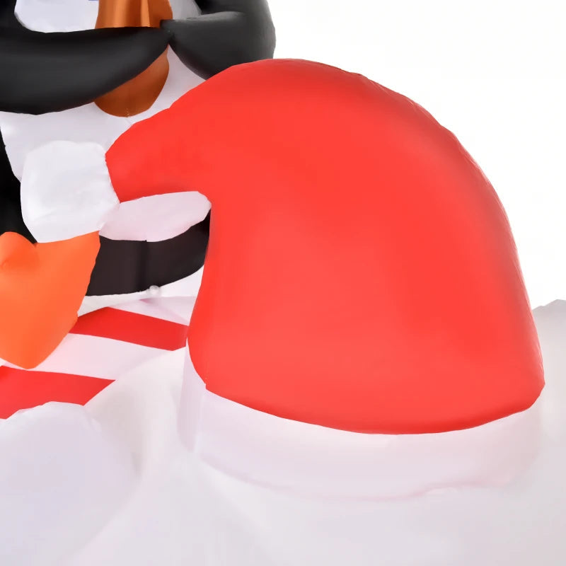 HOMCOM 7ft Inflatable Christmas Decoration – Polar Bear & Two Penguins with Santa Hat, Easy Setup Holiday Yard Blow-Up Decor 