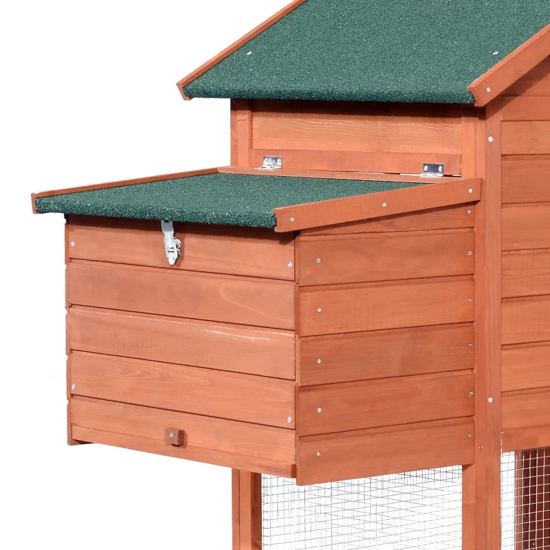 PawHut 123" Dual Chicken Coop Wooden Large Chicken House Rabbit Hutch Hen Poultry Cage Backyard with Outdoor Ramps and Nesting Boxes