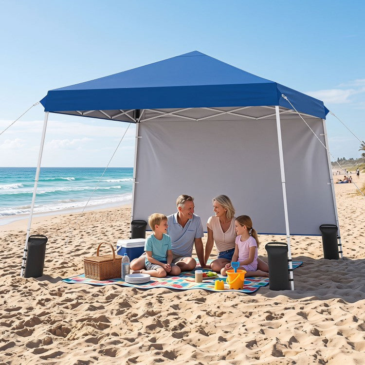 9 ft x 9 ft Pop Up Canopy Tent with Sidewall, Carry Bag, Sandbags & Ground Stakes