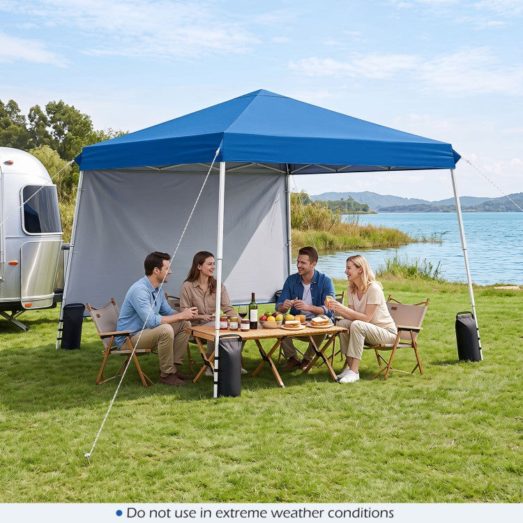 9 ft x 9 ft Pop Up Canopy Tent with Sidewall, Carry Bag, Sandbags & Ground Stakes