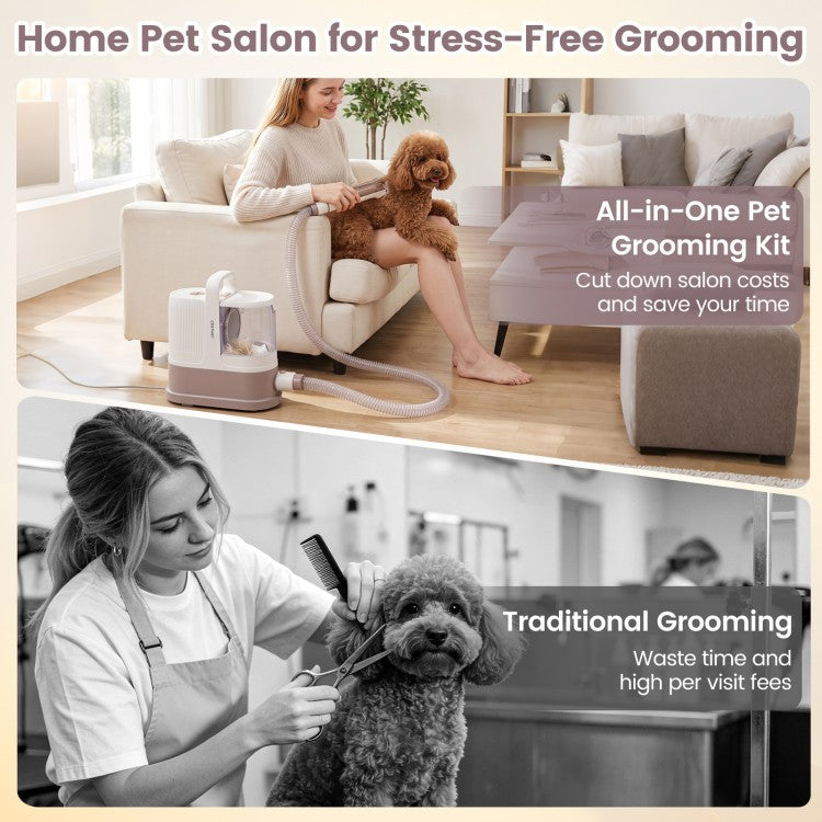 9-in-1 Pet Grooming Vacuum Kit with Dog Clippers, Dryer & Deshedding Tools for Dogs & Cats
