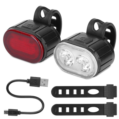 Bike Headlight Taillight Set USB Rechargeable Bicycle Safety Lamp IPX4 Waterproof Bicycle LED Front Light Taillight 
