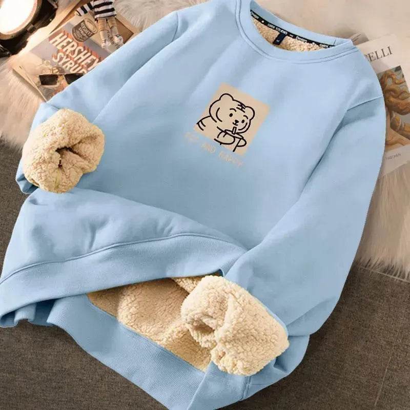 Autumn Winter Fleece-lined thick sweatshirt Pullover top for men 