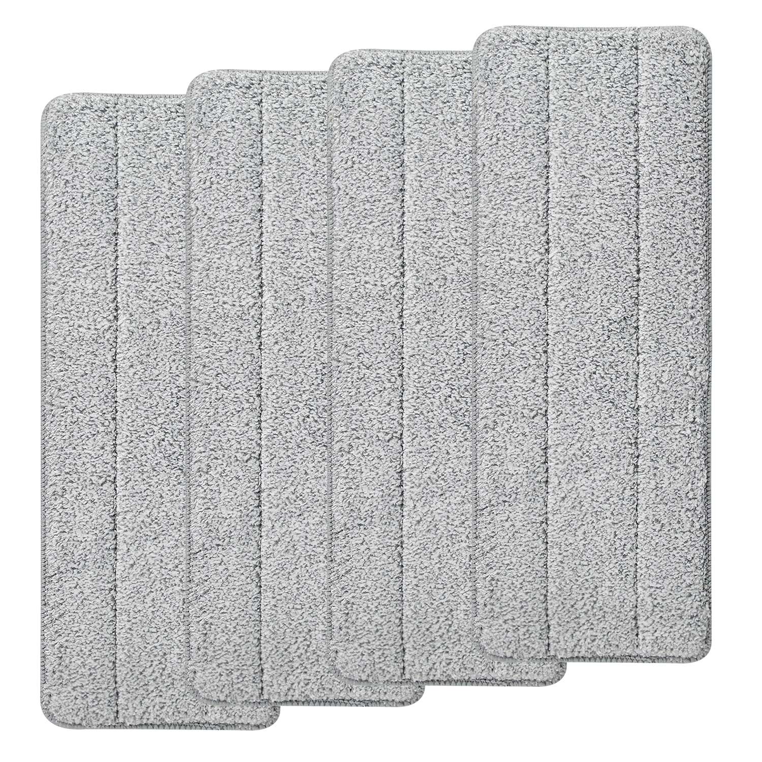 4Pcs Microfiber Mop Pads Reusable Machine Washable Cloth Mop Flat Replacements Head 15.35x4.92in for Wet Dry Floor Cleaning