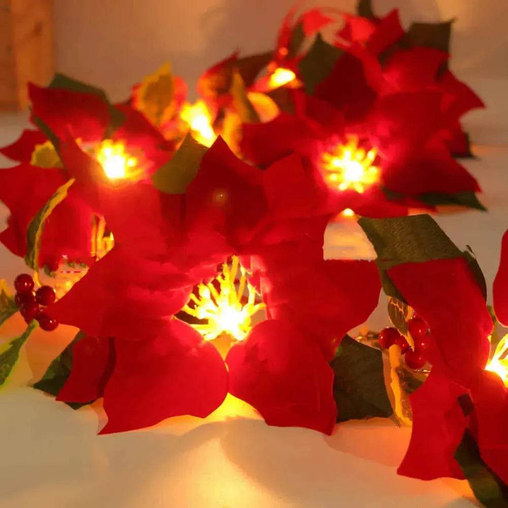 Door Frame Escalator Decoration Red Flower String Lights 