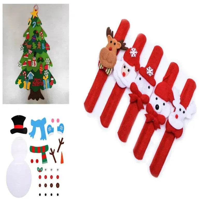 DIY Felt Christmas Tree New Year Toddler Kids Handmade Gift Toys Door Wall Hanging Ornaments Holiday Party Home Decor Set 