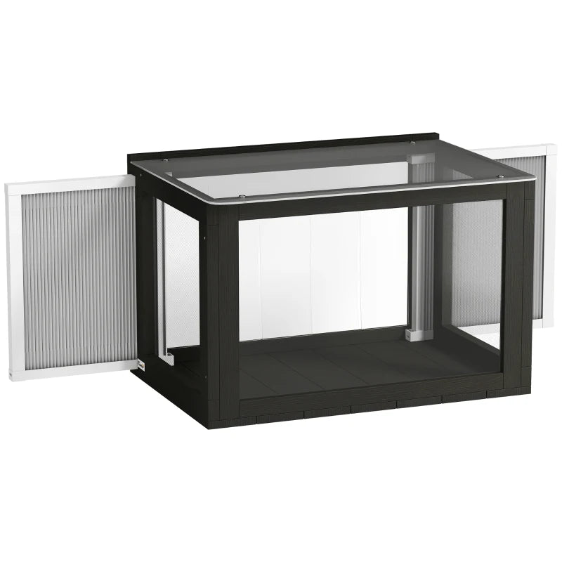 Catio Outdoor Cat Enclosure Adjustable Cat House Waterproof Top for Window 24" x18.5" x16.1" Black & White