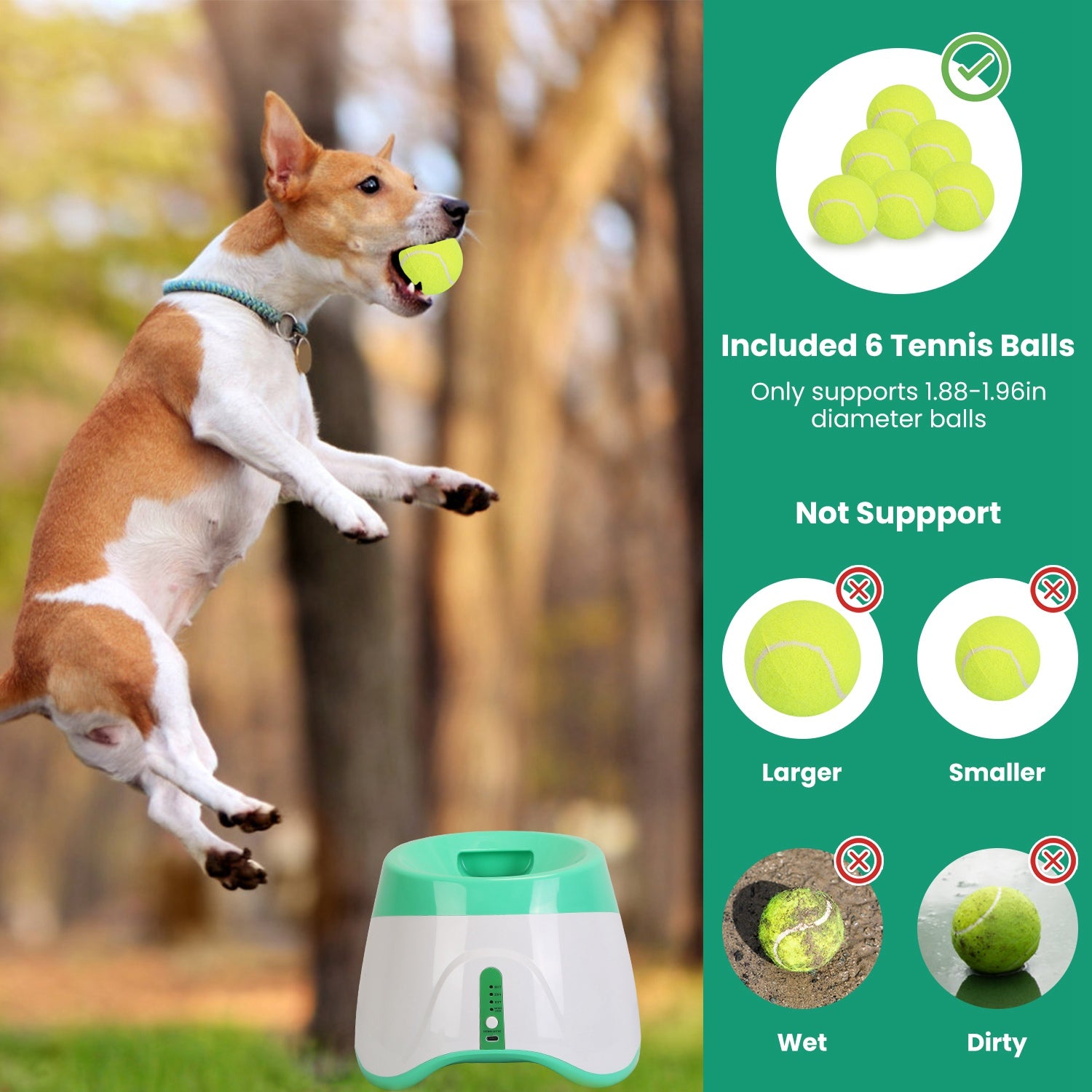 Automatic Dog Ball Launcher Included 6 Tennis Balls Dog With 3 Adjustable Launch Distance Interactive Ball Thrower Fetch Machine For Small Medium Dogs 