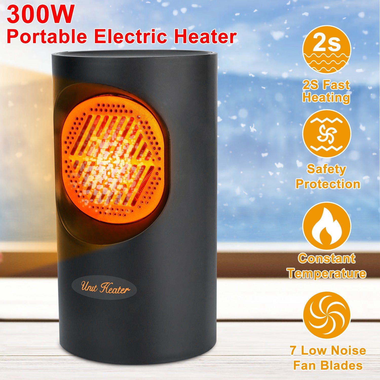 300W Portable Electric Heater Mini Heating Unit Fan Portable Floor Desktop Air Fan Heater For Office Dormitory Room